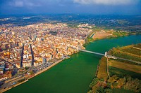 Aerial view of Amposta, Ebro River, Tarragona Province, Catalonia, Spain