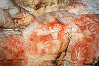 Aboriginal rock art at Manja Shelter in the Grampians National Park. Victoria, Australia.