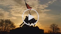 ARLINGTON, VA - APRIL 15: The Marine Corps War Memorial is silhouetted against an orange colored sky at sunrise on April 15, 2015 in Arlington, Virgin...