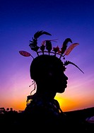 Silhouette Of Rendille Warrior Wearing Traditional Headwear, Turkana Lake, Loiyangalani, Kenya.