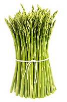 Bunch of fresh green asparagus isolated on white.