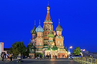 Saint Basil´s Cathedral at Dusk, Red Square, Moscow, Russia.