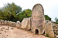 Italy,Sardegna, Arzachena, prehistoric site, Tomba di giganti Coddu Vecchju,nuraghic megalithic tomb,Bronze Age,1800-1600 BC,perhaps the most ancient ...