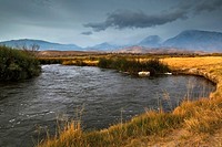 Storm clouds over Mt. Tom and the Owens River, Eastern Sierra, California.