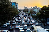 Evening traffic jam in Tehran one of the most polluted cities in the world according to World Health Organization, Iran.