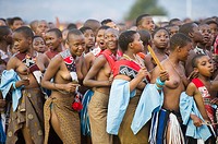 Ludzidzini, Swaziland, Africa - Annual Umhlanga, or reed dance ceremony, in which up to 100,000 young Swazi women gather to celebrate their virginity ...