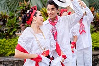 Young people in folkloristic costumes - Puerto Vallarta, Jalisco, Mexico. Xiutla Dancers - a folkloristic Mexican dance group in traditional costumes ...