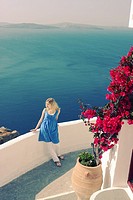 Woman in Oia, Santorini, Cyclades Islands, Greece