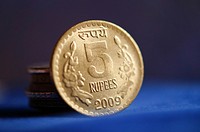 Concept of Indian coin Five Rupee,Poona,mahrshtra,India.