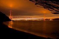 Golden Gate Bridge, San Francisco, Bay Bridge, CA, USA, night.