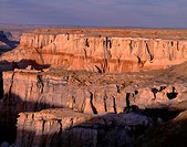 USA, Arizona, Coconino County, Moenkopi Plateau, Evening light defines eroded sandstone formations.