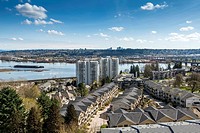 Canada, British Columbia, Fraser River at New Westminster and newer housing in the area.
