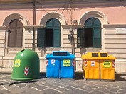 Bin at the street, Syracuse, Sicily, Italy, Europe