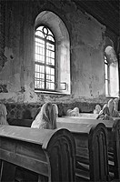 Ghost Mourners, St. George´s ghost church, art installation, Luková, Bohemia, Czech Republic