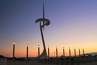 Montjuic Communications Tower at Sunset, Barcelona, Catalonia, Spain