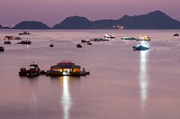 Sunset in Bay Cat Bát. Cat Bat Island. Halong Bay. Vietnam