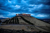 Jadraque Castle is built on a pleateau on top of a high, steep hill. Jadraque, Guadalajara, Spain.
