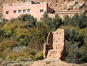 Building and ruined structure at the Dades Valley, Morocco.