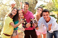 Young people drinking beer