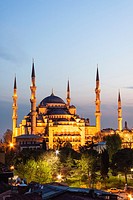 Sultan Ahmed or Blue Mosque at dusk. Turkey, Istanbul.