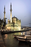 Ortakoy mosque at dusk, Istanbul, Turkey.