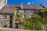 Old houses along Westgate Hill at Pembroke, Pembrokeshire, Wales, United Kingdom, Europe.