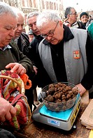 Traditional french Truffles´ market in Lalbenque, in Perigord, France.