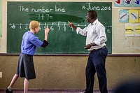 Mathematic lesson in a second grade for hearing impaired pupils at Eluwa Special School in Ongwediva, Namibia.