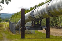 Above ground and below ground portion of the Alaskan Pipeline, pipe line designed to with stand earthquakes