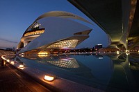 View to the Palau de les Arts, City of Arts and Sciences by night, Valencia, Spain, Europe