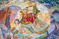 Mural on interior wall of City Hall, the Radhuset and Radhus, Oslo, Norway. Nobel Peace Prize ceremony venue.