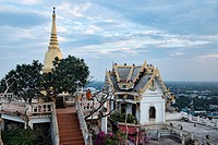 Sunset over Khao Chong Krachok monkey temple, Prachuap Khiri Khan, Thailand.