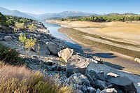 Drought at Burguillo reservoir. Avila. Castilla Leon. Spain. Europe.
