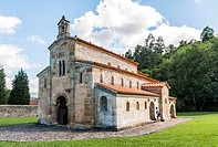 Pre-Romanesque Church of San Salvador de Valdediós or El Conventín, Villaviciosa village, Asturias. Spain. Historical Heritage Site.