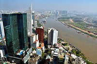 Aerial view of Ho Chi Minh City from the top of Bitexco Financial Tower, Vietnam.