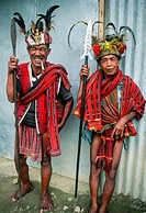 Two Ifugao men in traditional dress. Banaue Rice Terraces, Ifugao Province, northern Luzon, Philippines.
