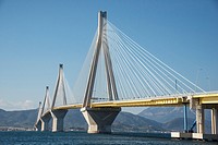 The Rio - Antirrio bridge, near Patras, linking the Peloponnese with mainland Greece accross the Gulf of Korinth.