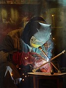 welder working with automatic welding.
