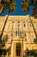 Hotel Carlton Intercontinental with Palm Trees in Cannes in Provence-Alpes-Côte d´Azur, France.