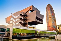 Disseny Hub Barcelona, Design Hub Barcelona, DHUB, made by MBM Arquitectes. Agbar Tower designed by French architect Jean Nouvel . Hotel Silken Diagon...