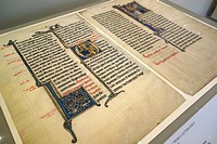 Leaves from a Lectern Bible. Ink on parchment, with pigment and gold. Possibly County of Hainaut. About 1260-1270. The Victoria and Albert Museum. Lon...
