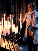 Candles lighting at the Cathedral Notre Dame, Rouen, Normandy, France