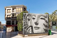 Elche, Spain. March 30, 2017: Glass mosaic of the Lady of Elche,.
