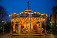 Carousel in Dusk in Antibes, Provence-Alpes-Côte d´Azur, France.