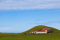 Outbuildings on a farm by Highway 218 in Iceland.