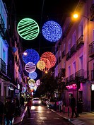 Christmas lights. Hortaleza Street. Madrid, Spain