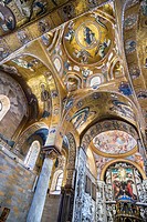 The 12th century mosaic celing in Santa Maria dell' Ammiraglio, La Martorana, church in the Piazza Bellini, Central Palermo.