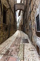 Streets and alleys in the wonderful town of Spoleto (Italy).