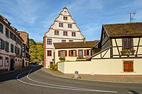 house of manorialism the village Andlau, foothills of the Vosges Mountains, on the Wine Route of Alsace, France.