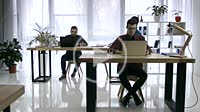 Time lapse of busy working day in creative office